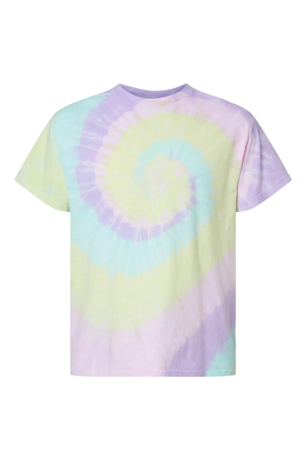 Dyenomite Mens Spiral Tie Dyed Short Sleeve Crewneck T-Shirt - Hawaiian Breeze - Closeout