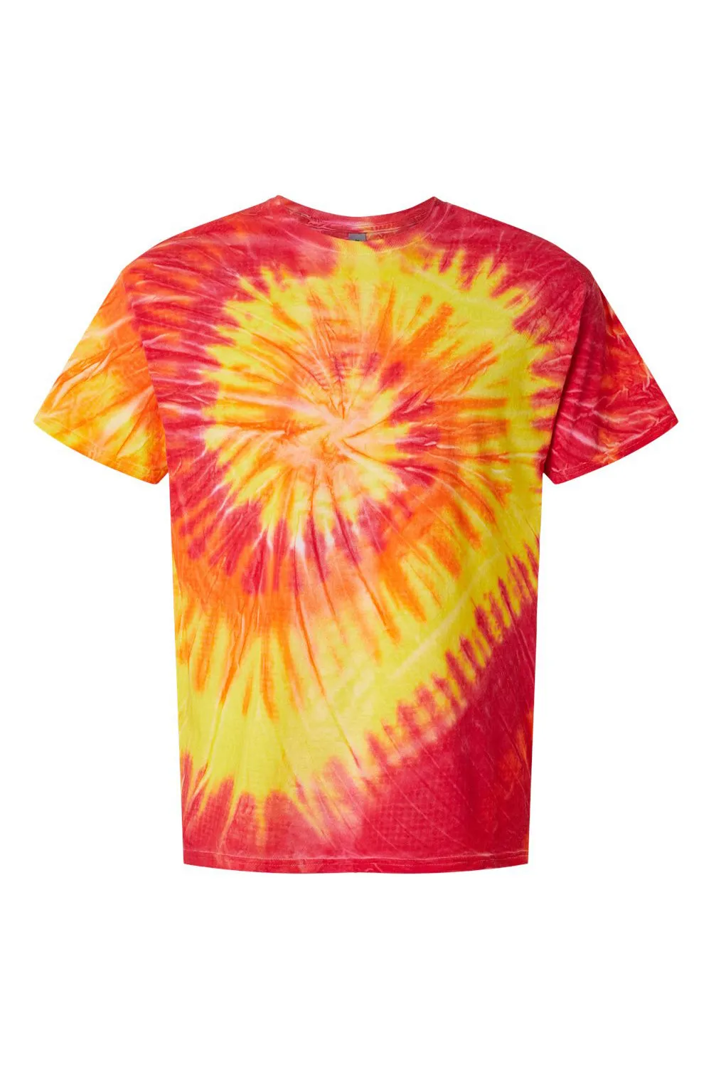 Dyenomite Mens Spiral Tie Dyed Short Sleeve Crewneck T-Shirt - Inferno - Closeout