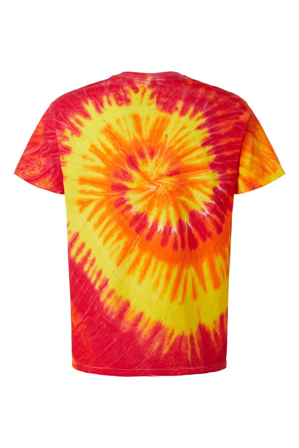 Dyenomite Mens Spiral Tie Dyed Short Sleeve Crewneck T-Shirt - Inferno - Closeout