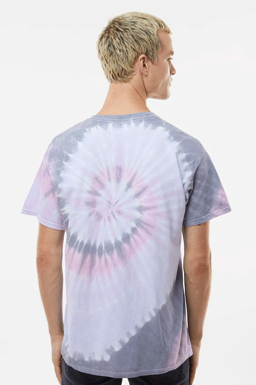 Dyenomite Mens Spiral Tie Dyed Short Sleeve Crewneck T-Shirt - Malibu - Closeout