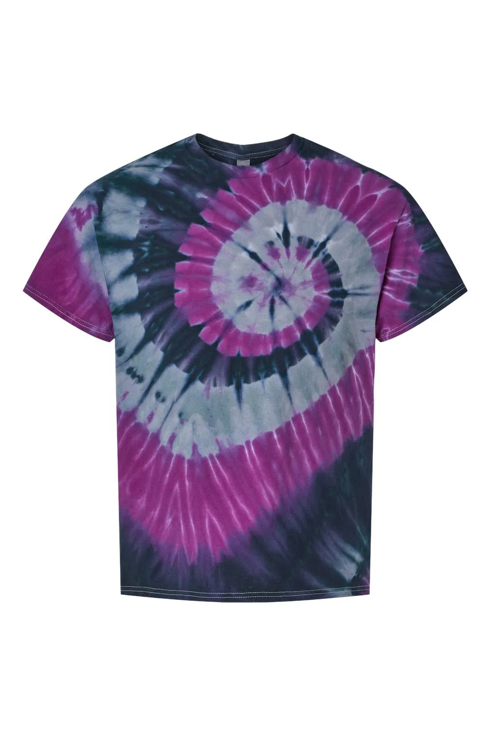Dyenomite Mens Spiral Tie Dyed Short Sleeve Crewneck T-Shirt - Nightmare - Closeout