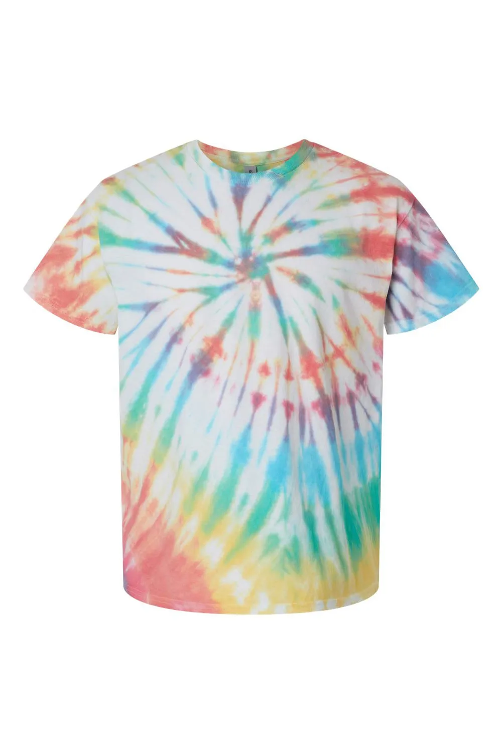 Dyenomite Mens Spiral Tie Dyed Short Sleeve Crewneck T-Shirt - Prism - Closeout