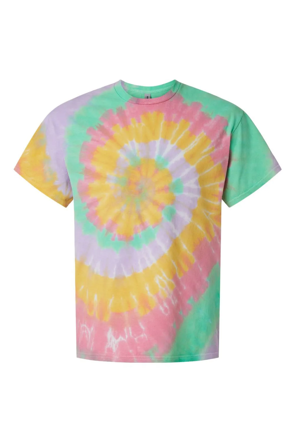 Dyenomite Mens Spiral Tie Dyed Short Sleeve Crewneck T-Shirt - Ribbon Candy - Closeout