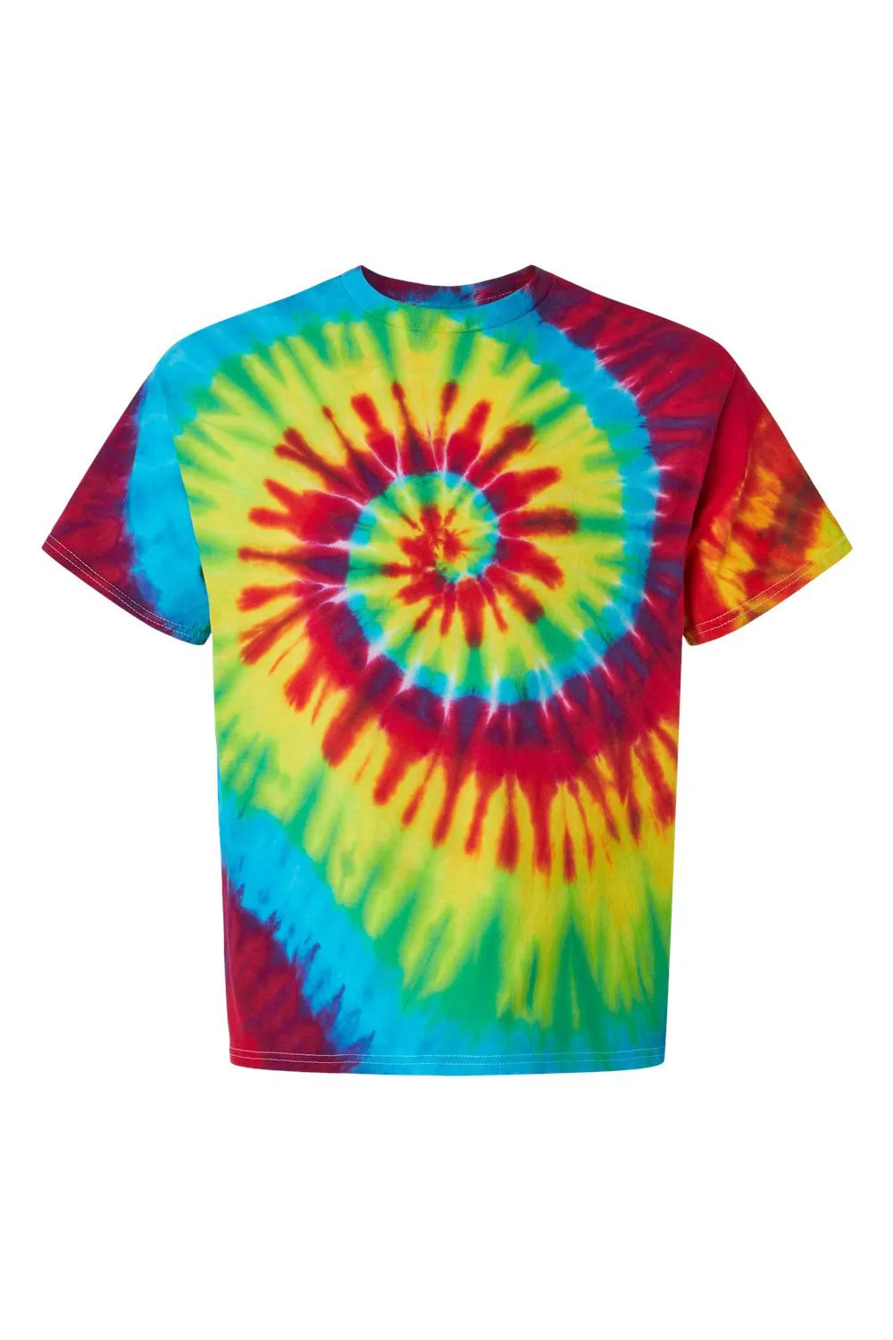 Dyenomite Mens Tide Tie Dyed Short Sleeve Crewneck T-Shirt - Rainbow Tide - Closeout