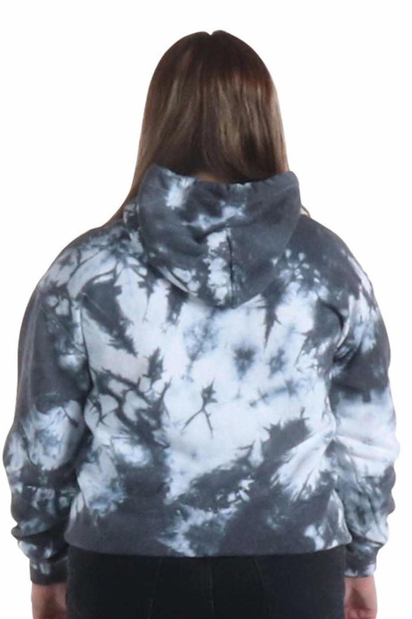 Dyenomite Mens Blended Tie Dyed Hooded Sweatshirt Hoodie w/ Pouch Pocket - Black Crystal - Closeout