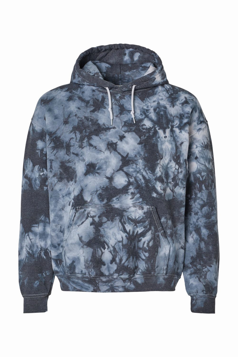 Dyenomite Mens Blended Tie Dyed Hooded Sweatshirt Hoodie w/ Pouch Pocket - Black Crystal - Closeout