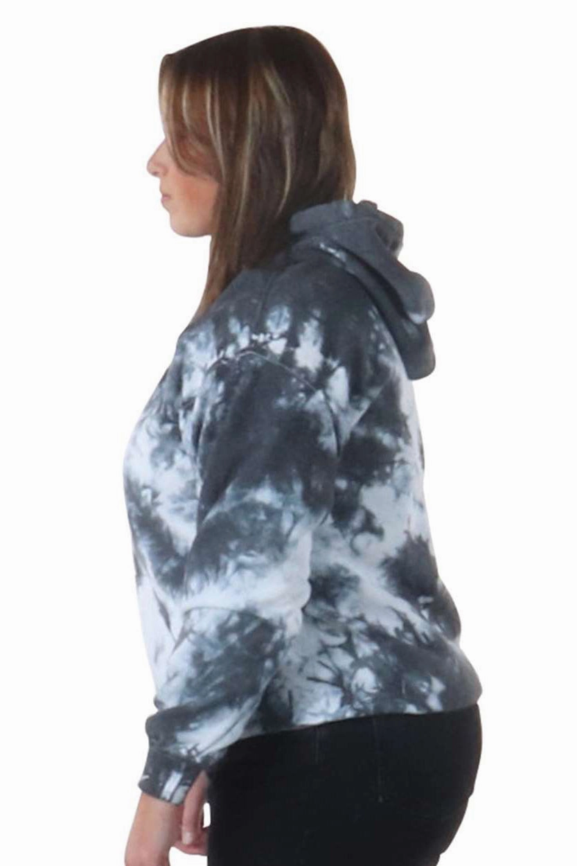 Dyenomite Mens Blended Tie Dyed Hooded Sweatshirt Hoodie w/ Pouch Pocket - Black Crystal - Closeout