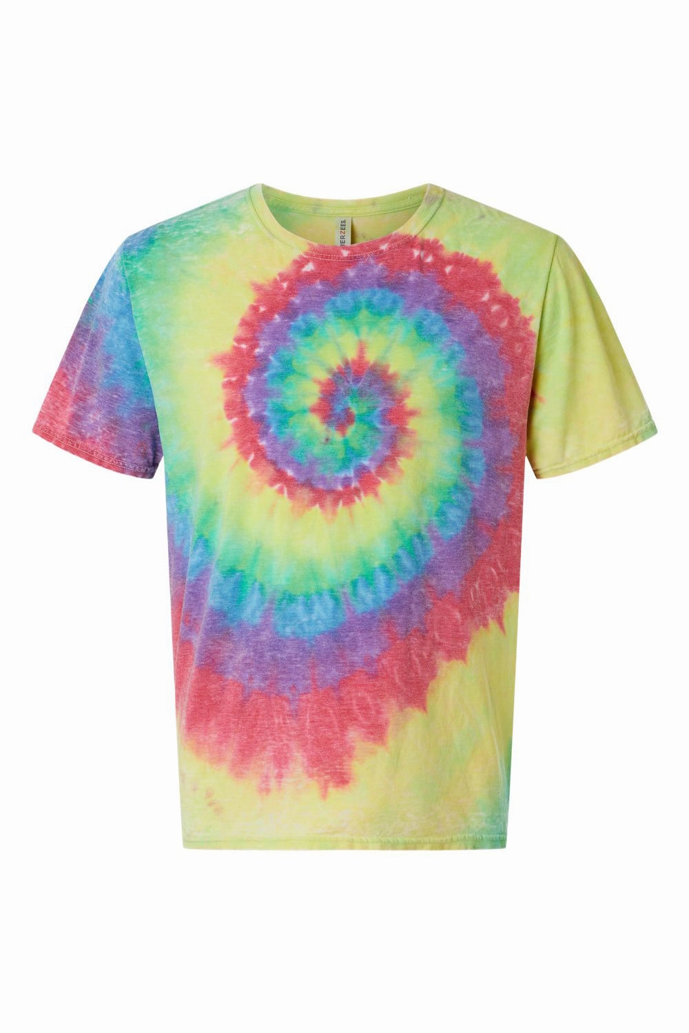 Dyenomite Mens Vintage Festival Tie Dyed Short Sleeve Crewneck T-Shirt - Classic Rainbow Spiral - Closeout