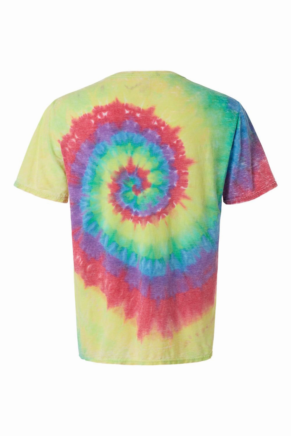 Dyenomite Mens Vintage Festival Tie Dyed Short Sleeve Crewneck T-Shirt - Classic Rainbow Spiral - Closeout