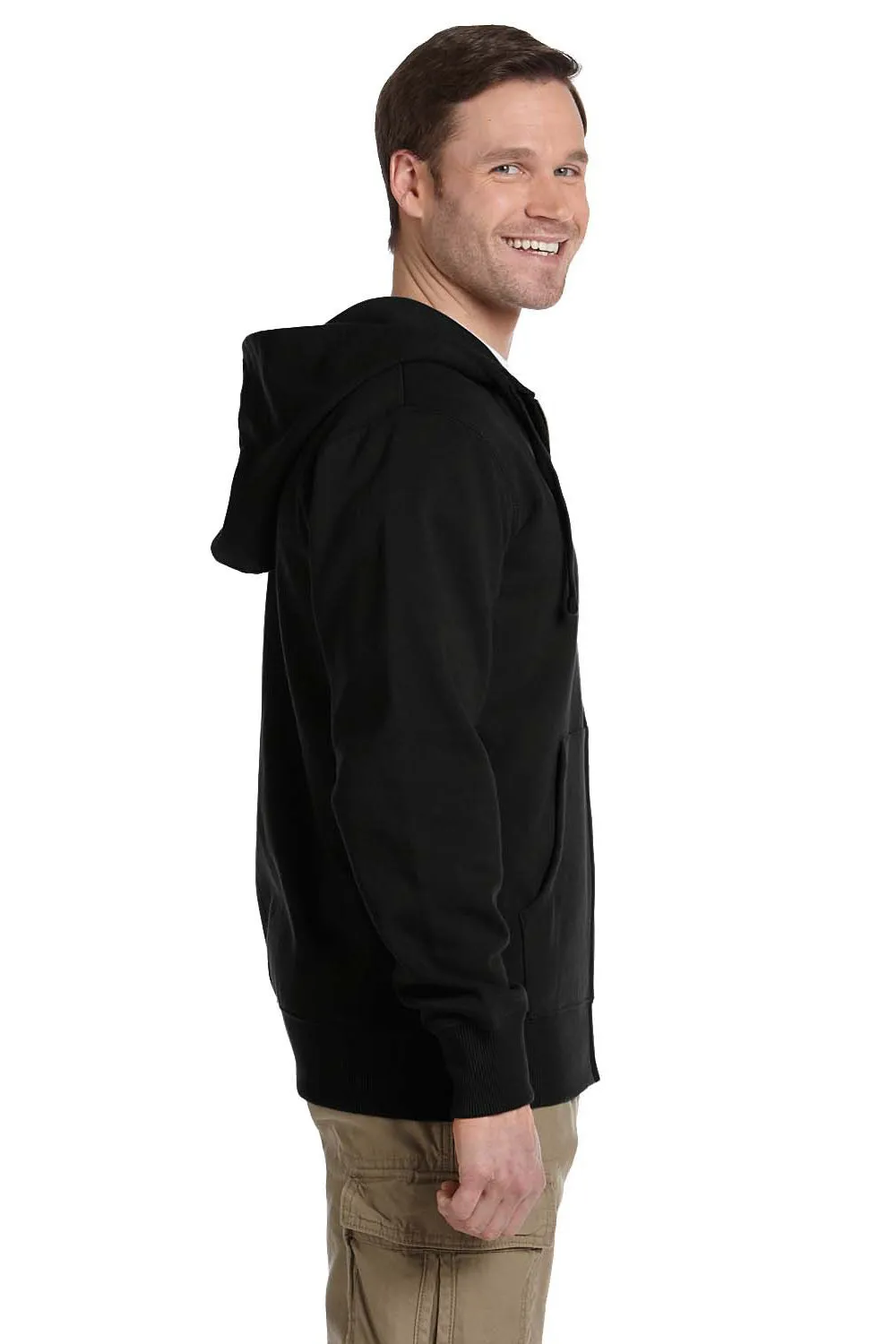Econscious Mens Full Zip Hooded Sweatshirt Hoodie w/ Pockets - Black