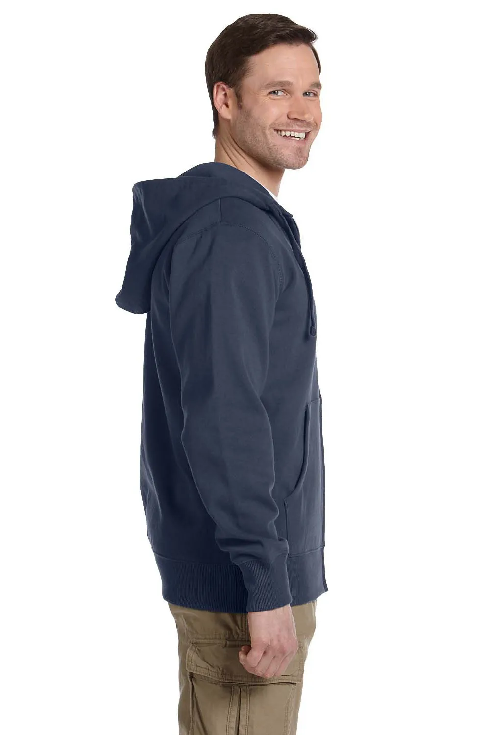 Econscious Mens Full Zip Hooded Sweatshirt Hoodie w/ Pockets - Pacific Blue