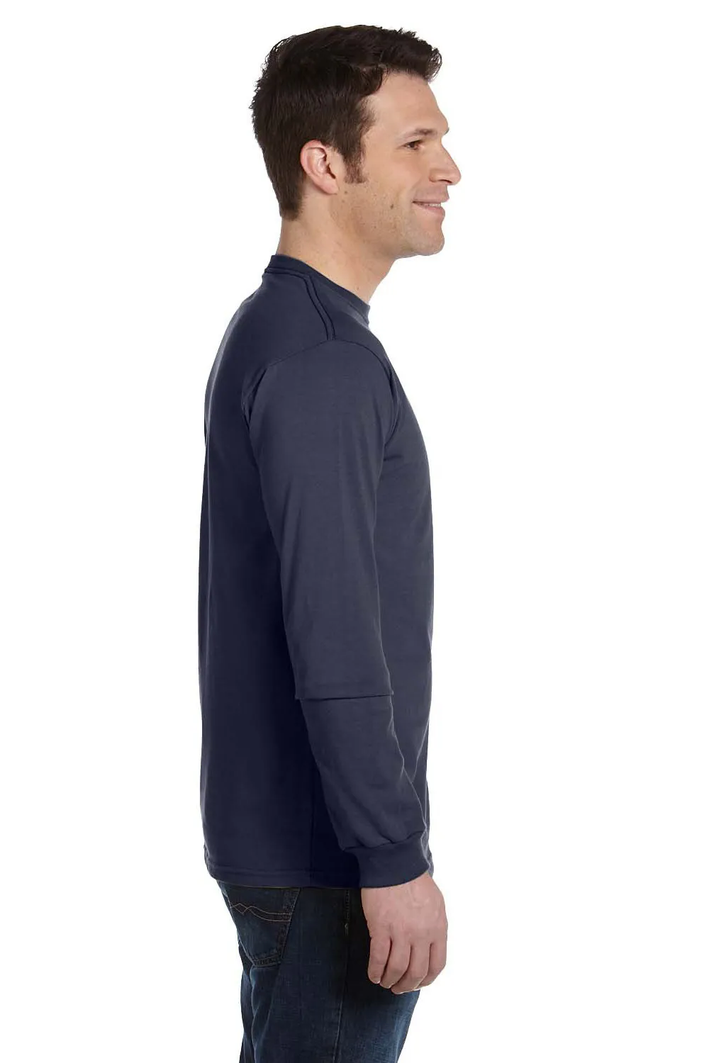 Econscious Mens Long Sleeve Crewneck T-Shirt - Pacific Blue