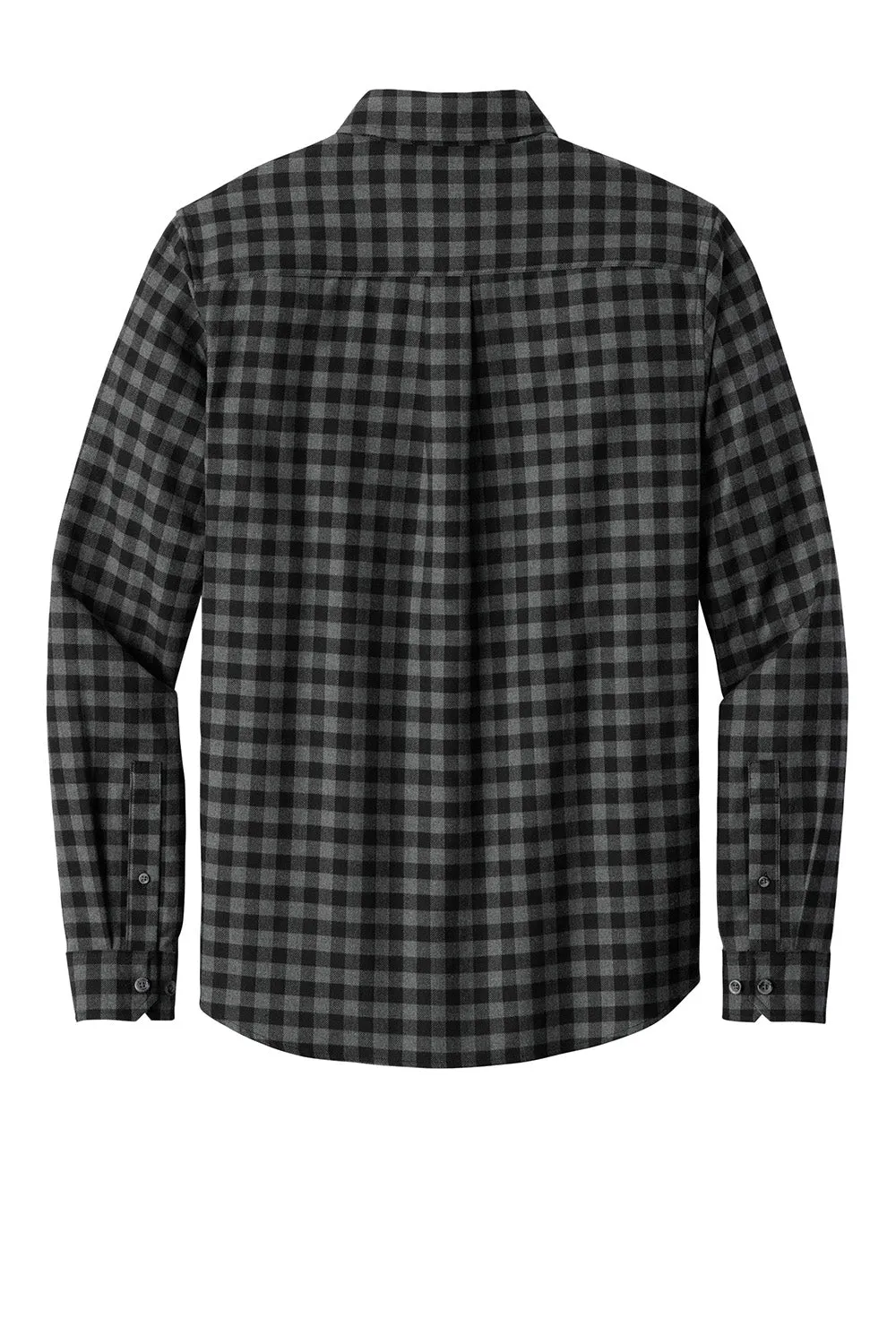 Eddie Bauer Mens Favorite Flannel Long Sleeve Button Down Shirt w/ Pocket - Deep Black Mini Buffalo
