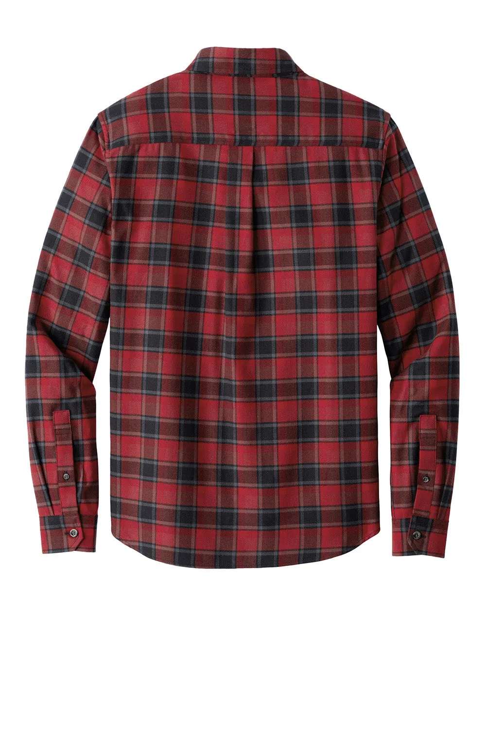 Eddie Bauer Mens Favorite Flannel Long Sleeve Button Down Shirt w/ Pocket - Red Highland Plaid