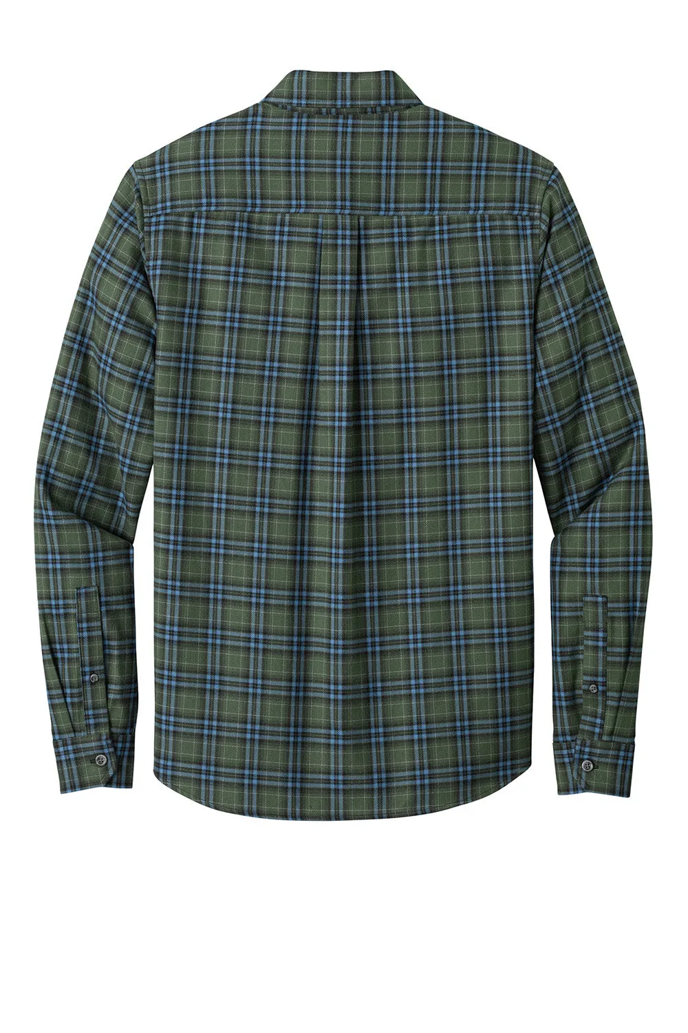 Eddie Bauer Mens Favorite Flannel Long Sleeve Button Down Shirt w/ Pocket - Soft Olive Green Plaid