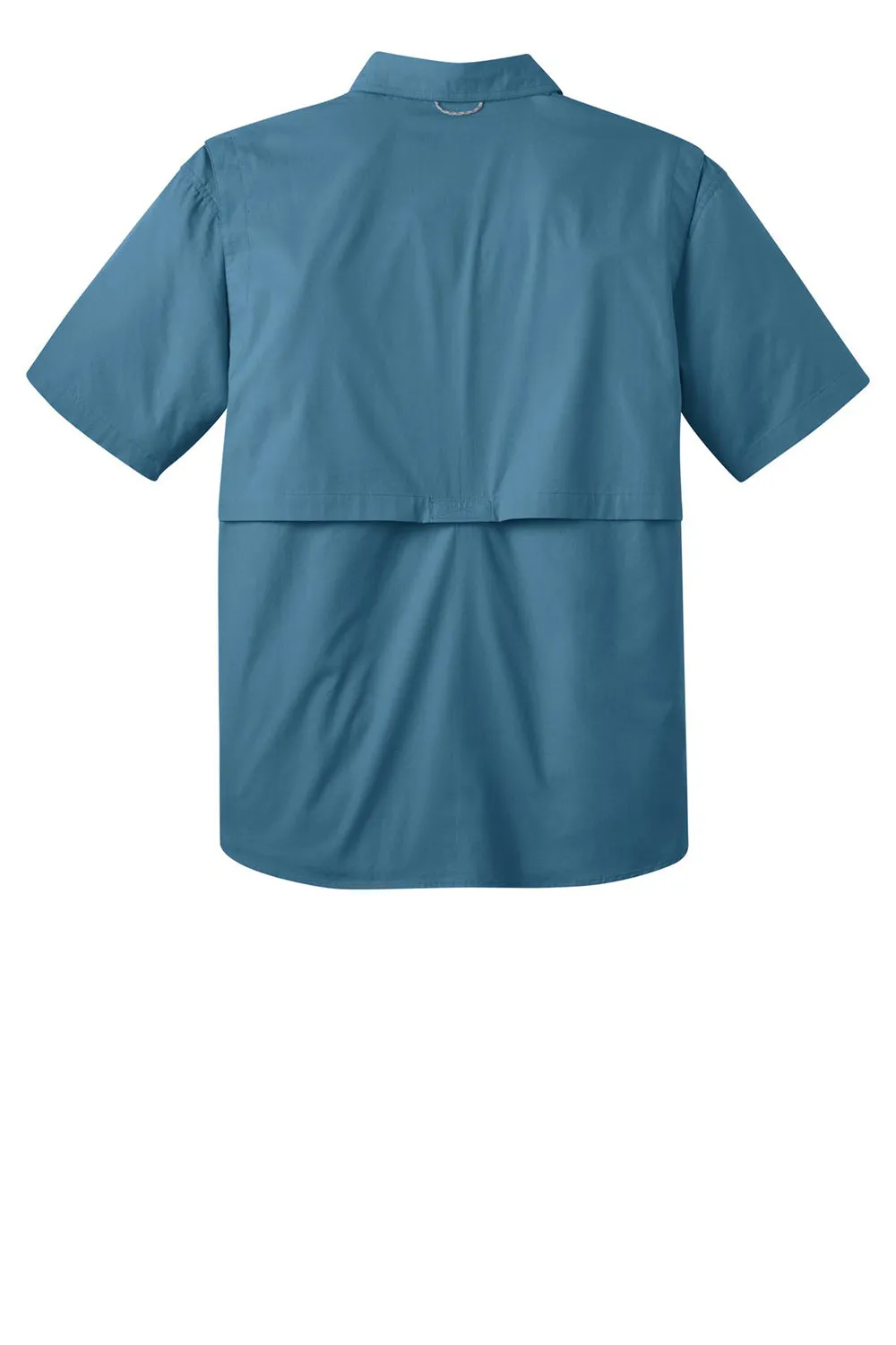 Eddie Bauer Mens Fishing Short Sleeve Button Down Shirt w/ Double Pockets - Blue Gill