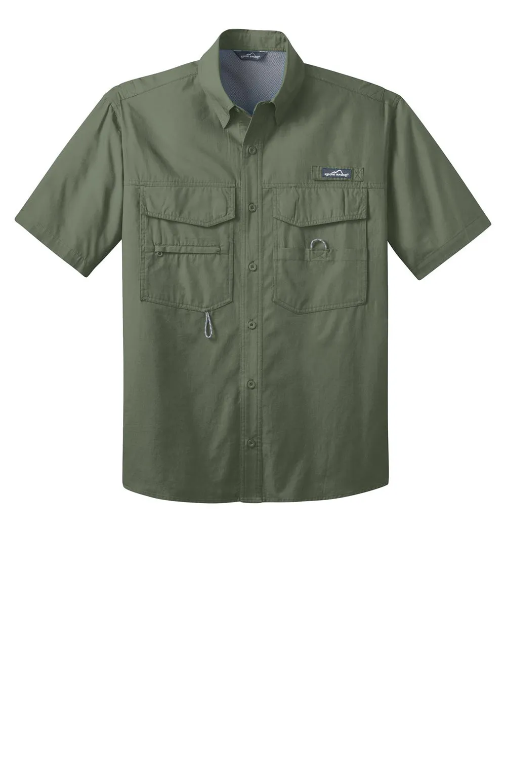 Eddie Bauer Mens Fishing Short Sleeve Button Down Shirt w/ Double Pockets - Seagrass Green