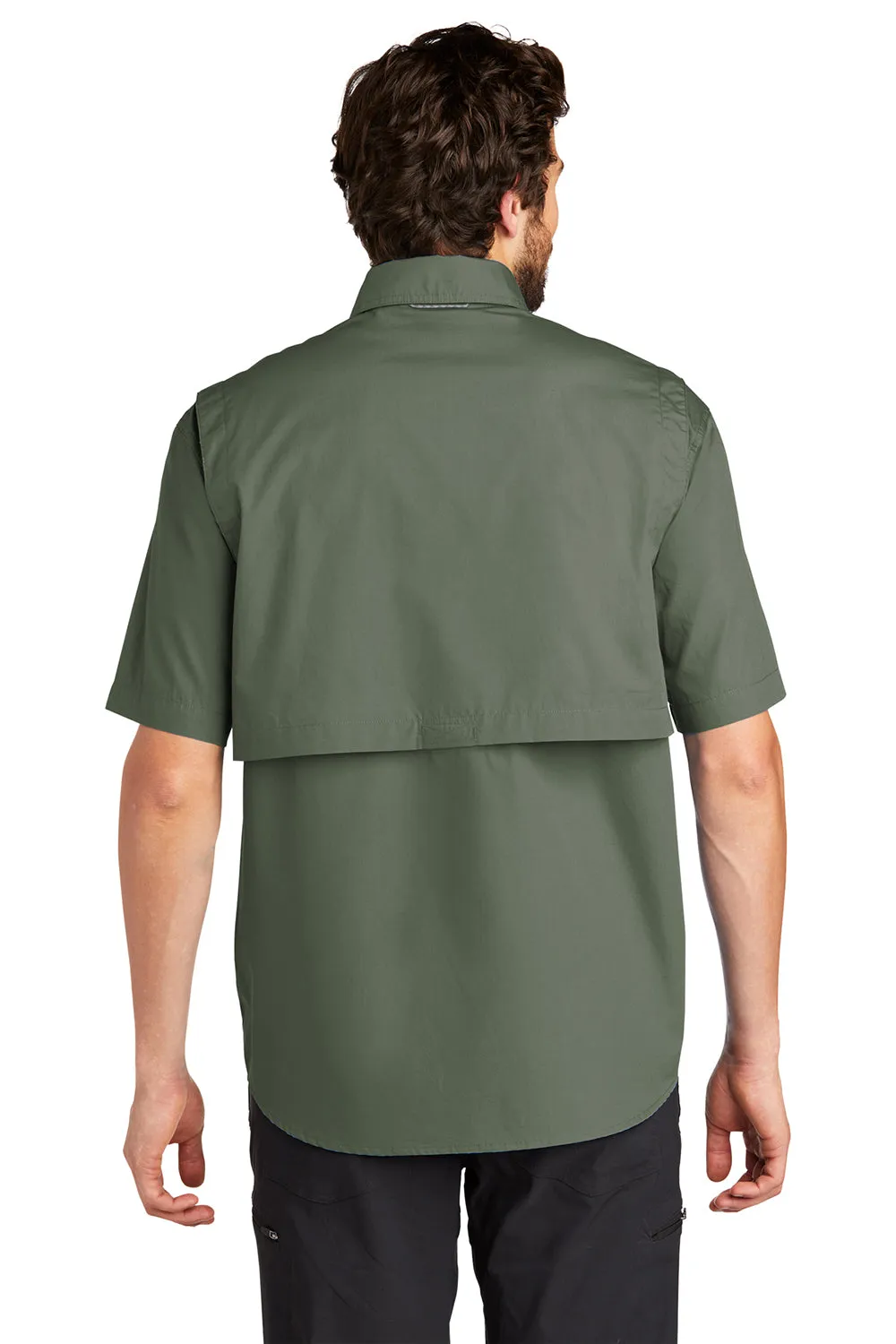 Eddie Bauer Mens Fishing Short Sleeve Button Down Shirt w/ Double Pockets - Seagrass Green