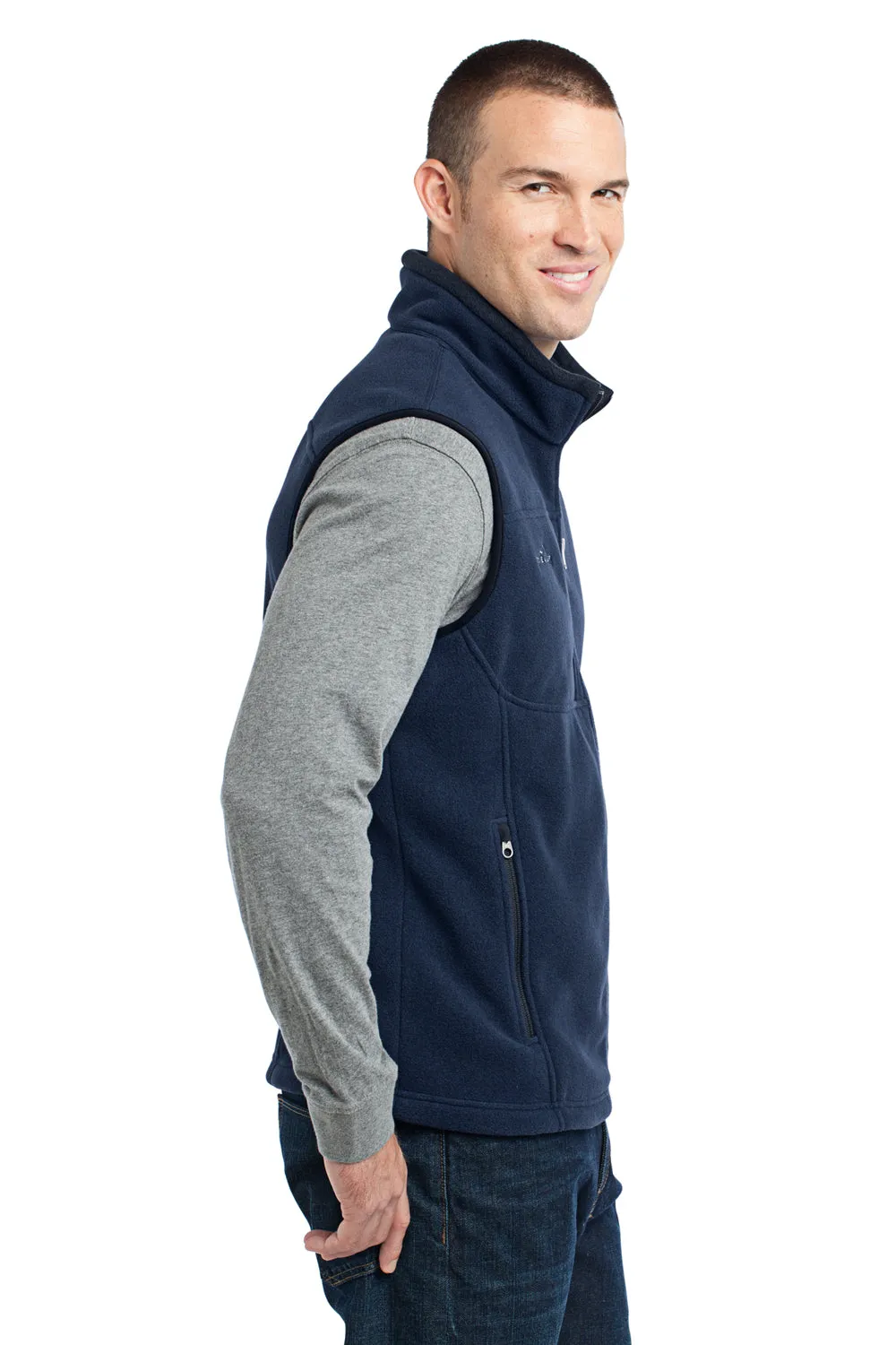 Eddie Bauer Mens Full Zip Fleece Vest - River Navy Blue