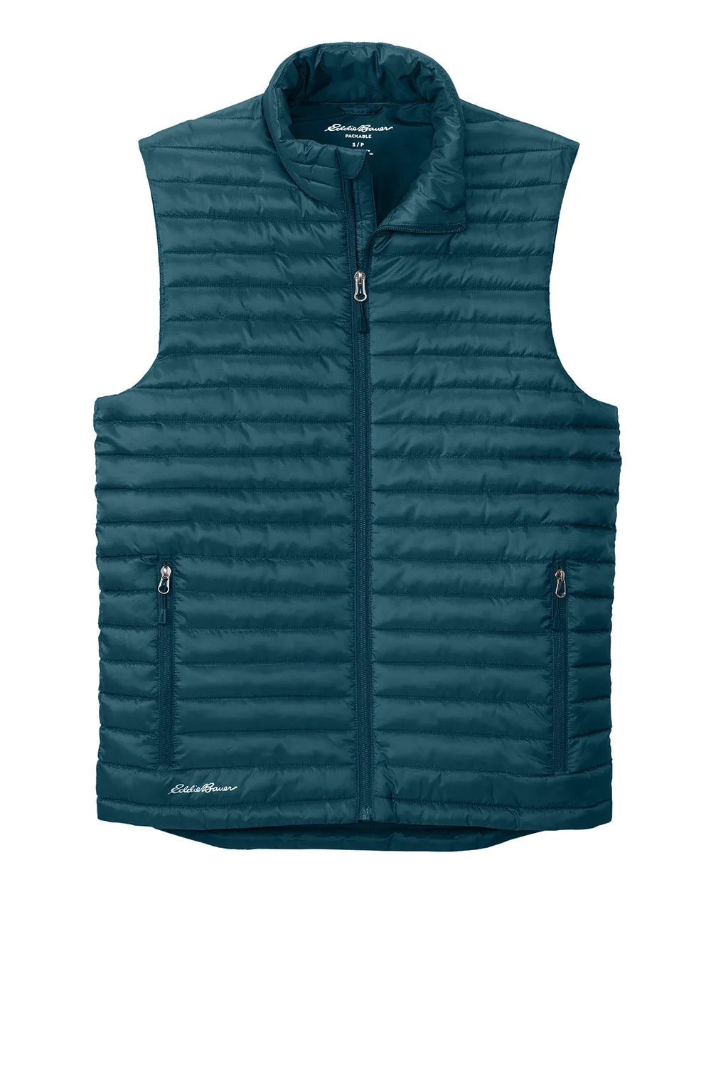 Eddie Bauer Mens Packable Quilted Water Resistant Full Zip Vest - Adriatic Blue