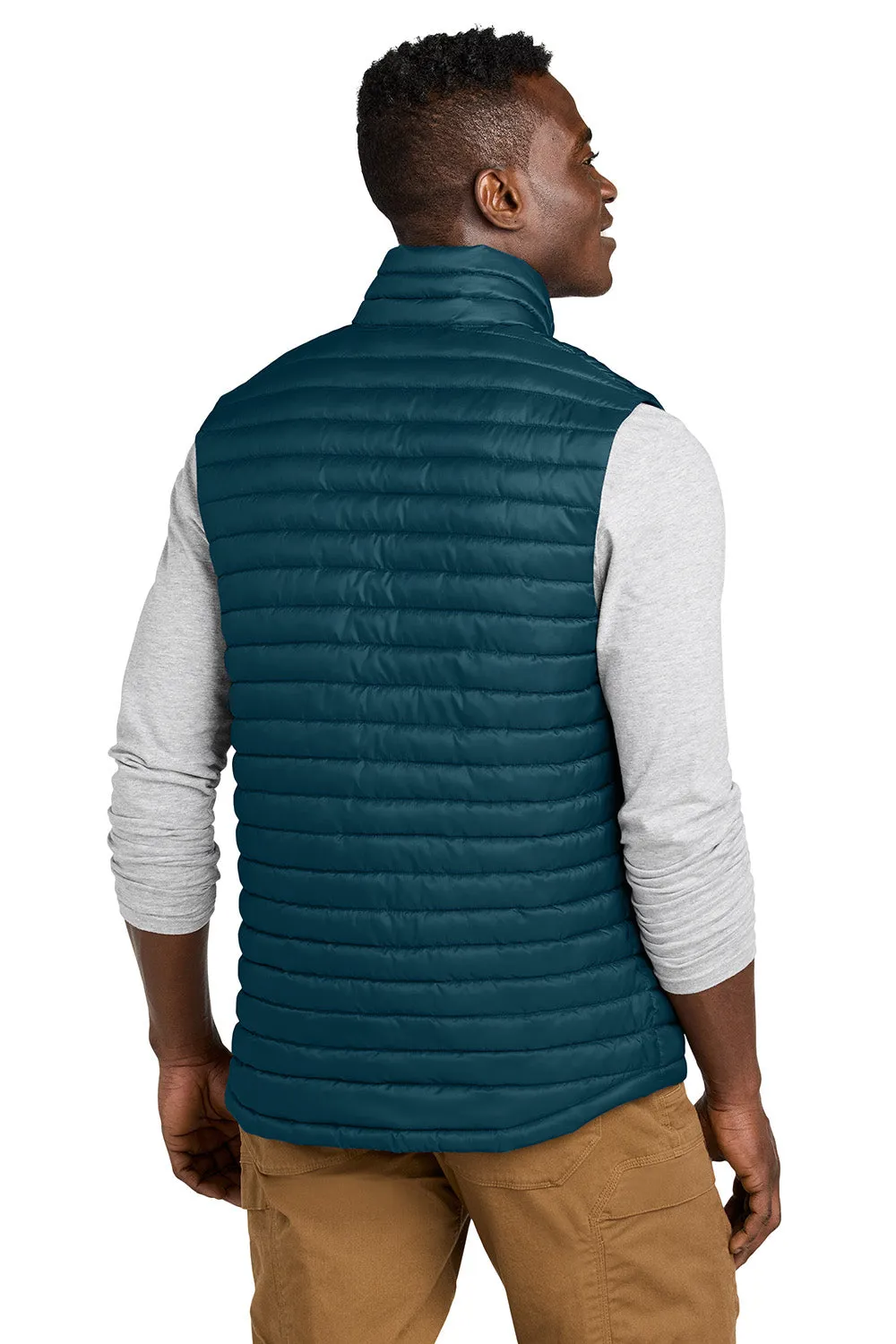 Eddie Bauer Mens Packable Quilted Water Resistant Full Zip Vest - Adriatic Blue