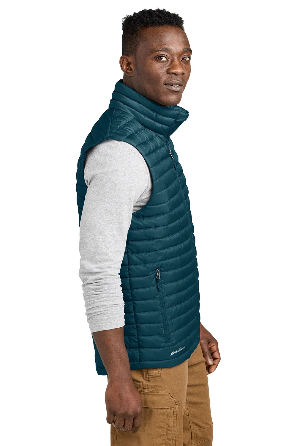 Eddie Bauer Mens Packable Quilted Water Resistant Full Zip Vest - Adriatic Blue