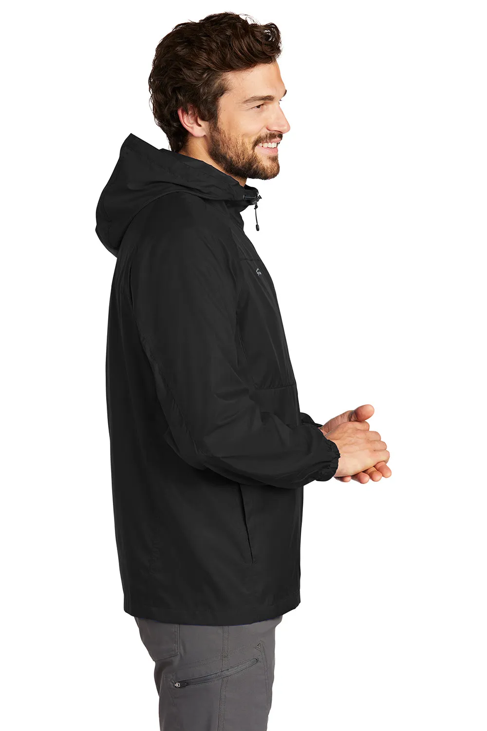 Eddie Bauer Mens Packable Wind Resistant Full Zip Hooded Jacket - Black