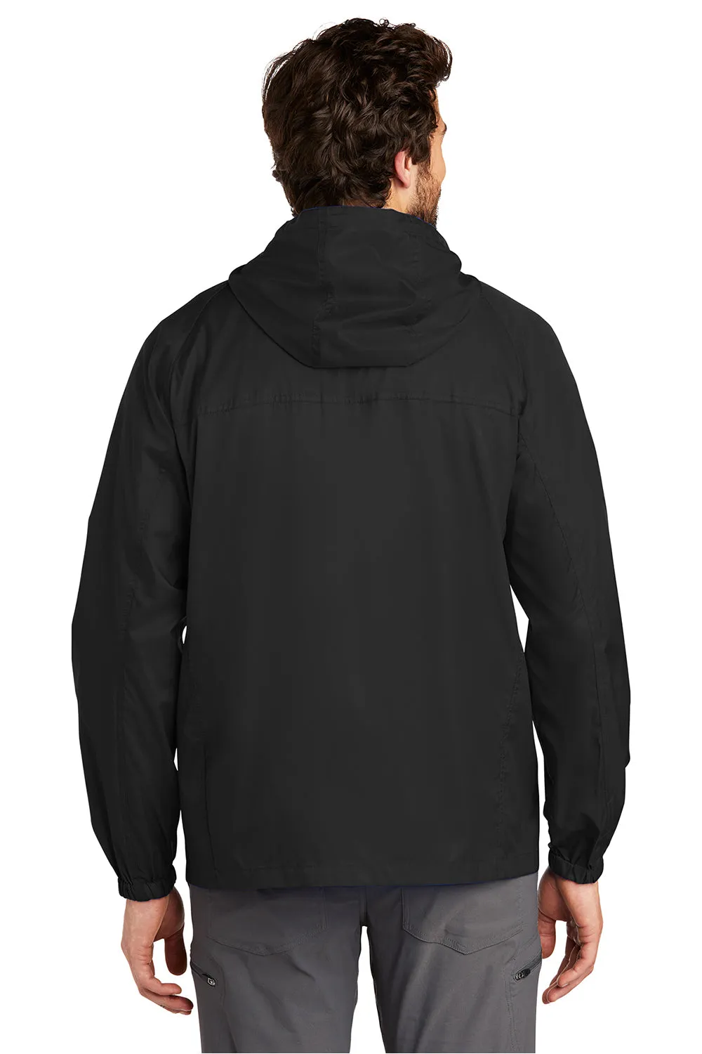 Eddie Bauer Mens Packable Wind Resistant Full Zip Hooded Jacket - Black
