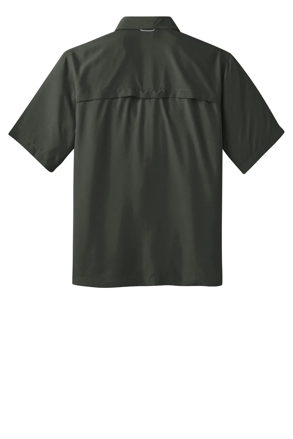 Eddie Bauer Mens Performance Fishing Moisture Wicking Short Sleeve Button Down Shirt w/ Double Pockets - Boulder