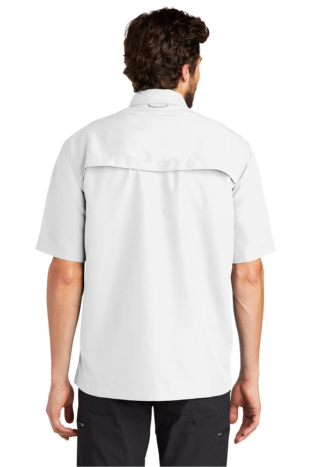 Eddie Bauer Mens Performance Fishing Moisture Wicking Short Sleeve Button Down Shirt w/ Double Pockets - White