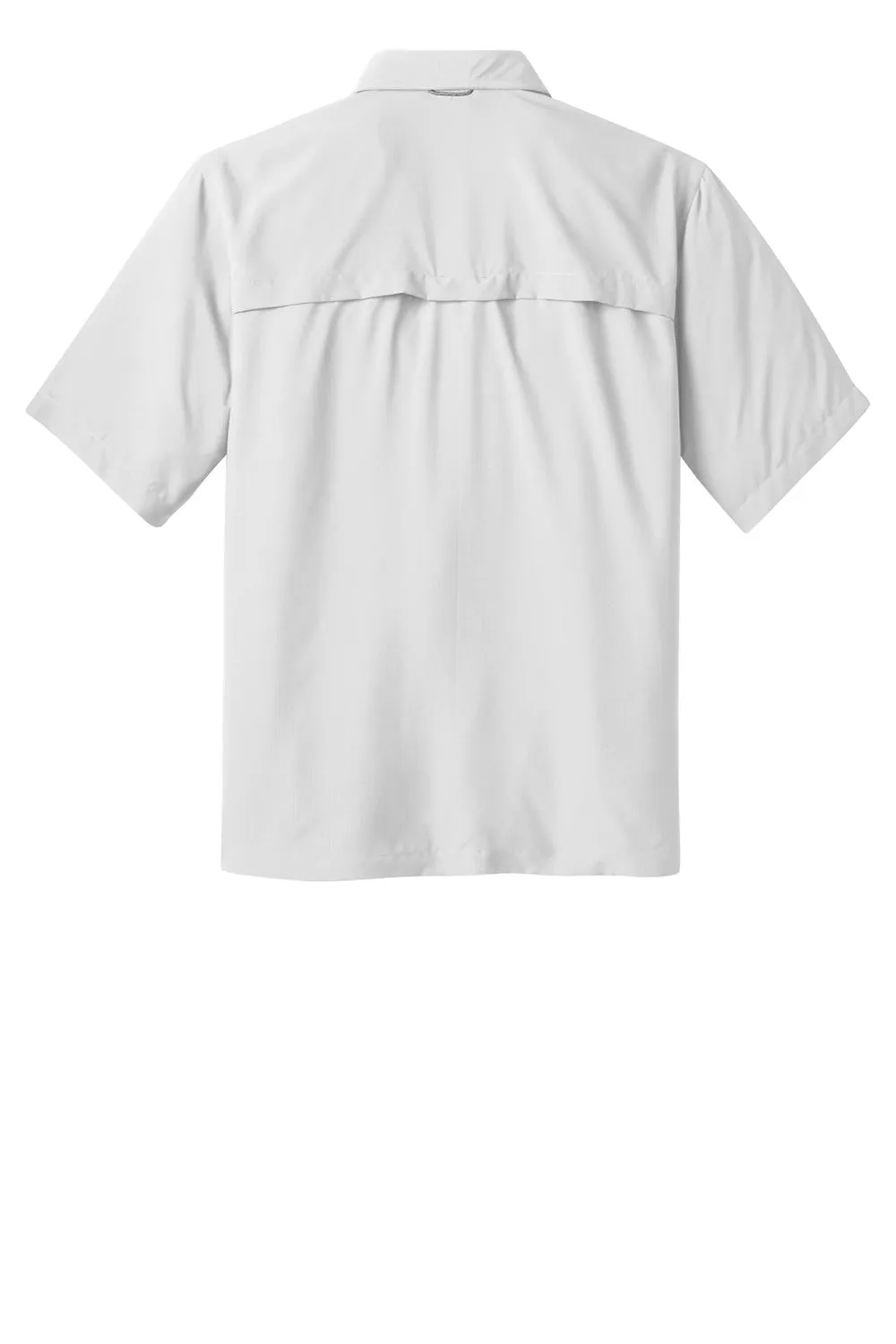 Eddie Bauer Mens Performance Fishing Moisture Wicking Short Sleeve Button Down Shirt w/ Double Pockets - White