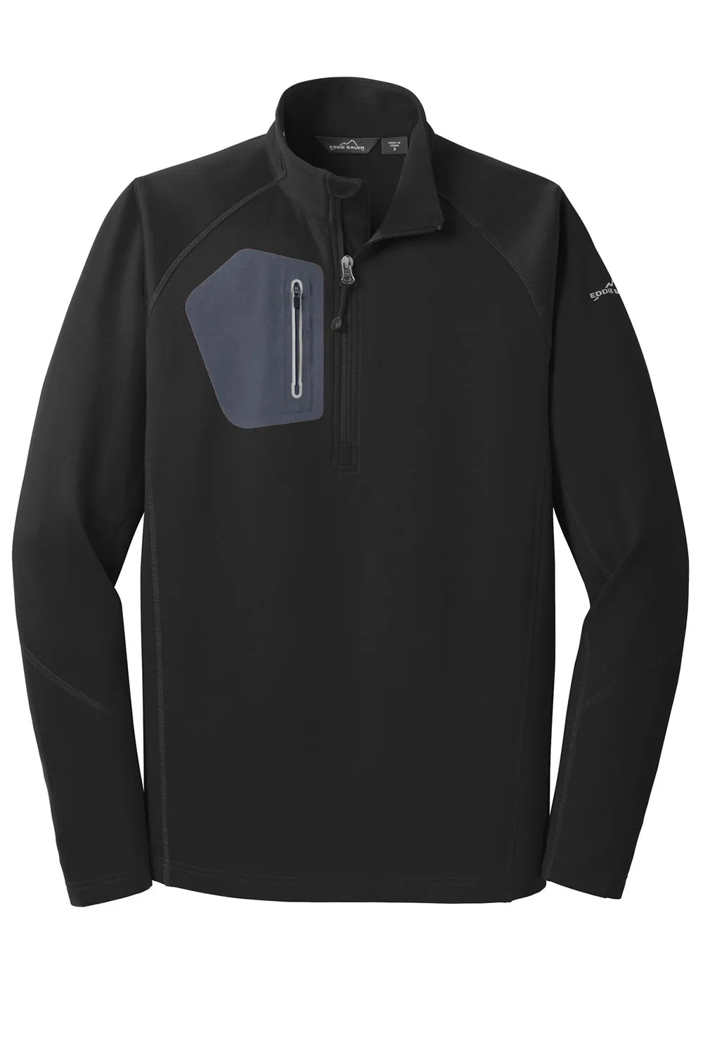 Eddie Bauer Mens Performance Fleece 1/4 Zip Sweatshirt w/ Pocket - Black