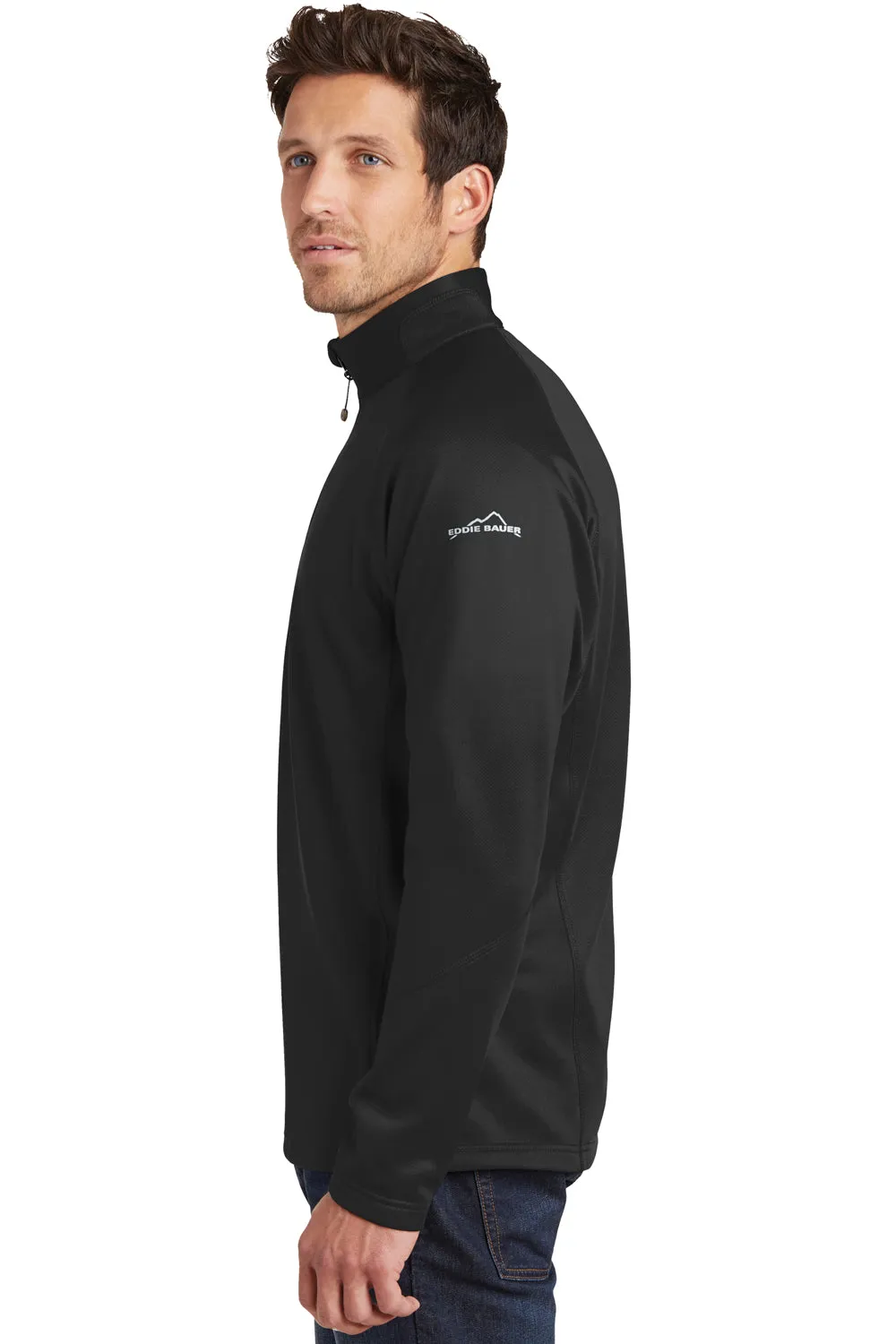 Eddie Bauer Mens Performance Fleece 1/4 Zip Sweatshirt w/ Pocket - Black