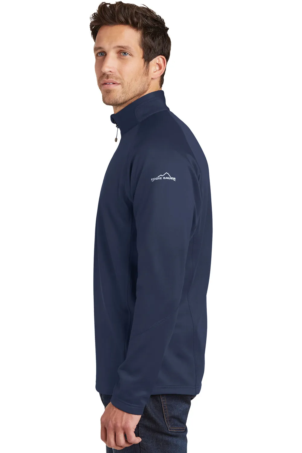 Eddie Bauer Mens Performance Fleece 1/4 Zip Sweatshirt w/ Pocket - River Navy Blue