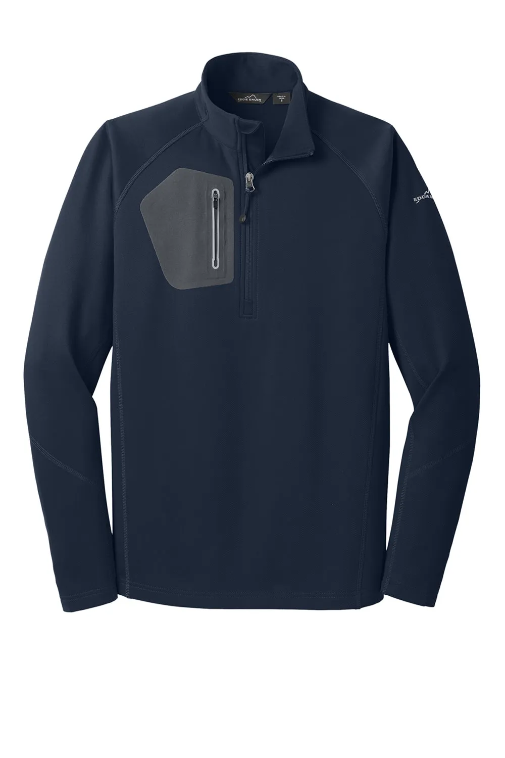 Eddie Bauer Mens Performance Fleece 1/4 Zip Sweatshirt w/ Pocket - River Navy Blue