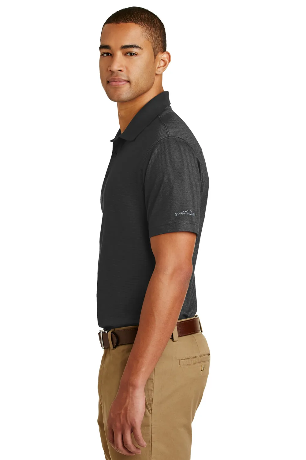 Eddie Bauer Mens Performance UPF 30  Short Sleeve Polo Shirt - Black