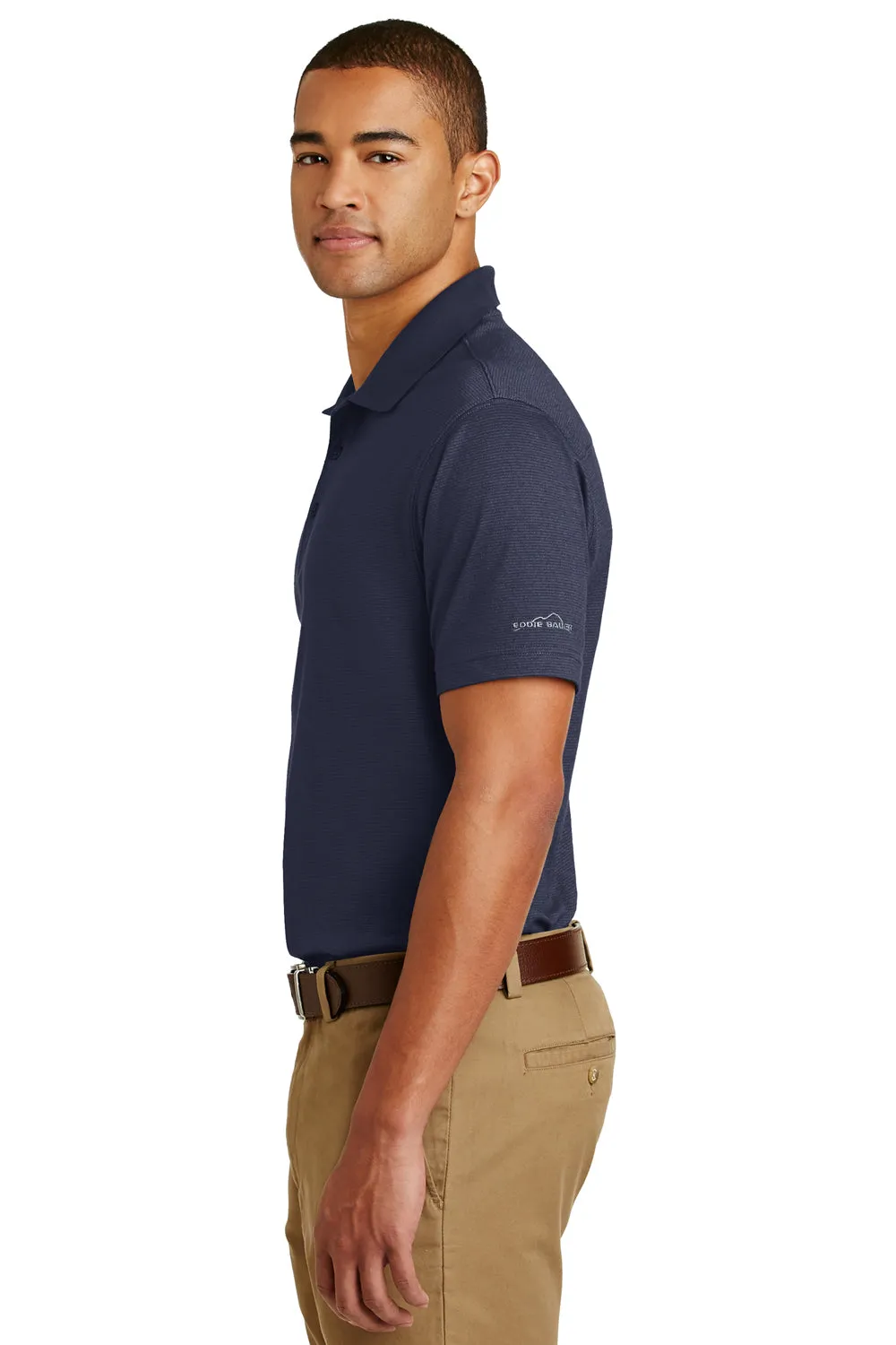 Eddie Bauer Mens Performance UPF 30  Short Sleeve Polo Shirt - Navy Blue