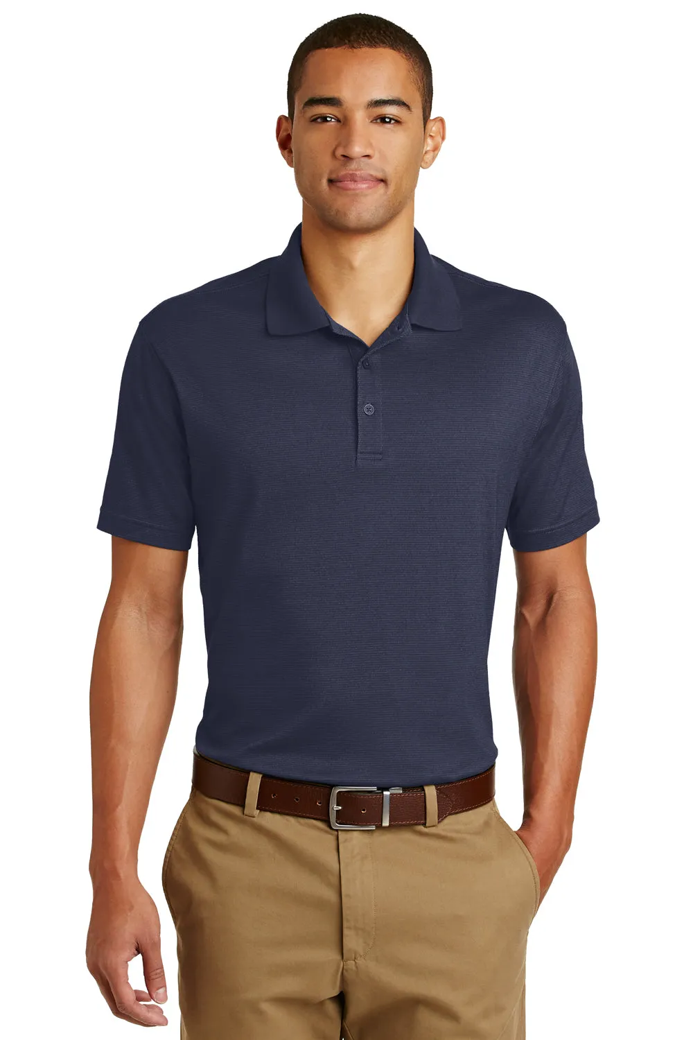Eddie Bauer Mens Performance UPF 30  Short Sleeve Polo Shirt - Navy Blue
