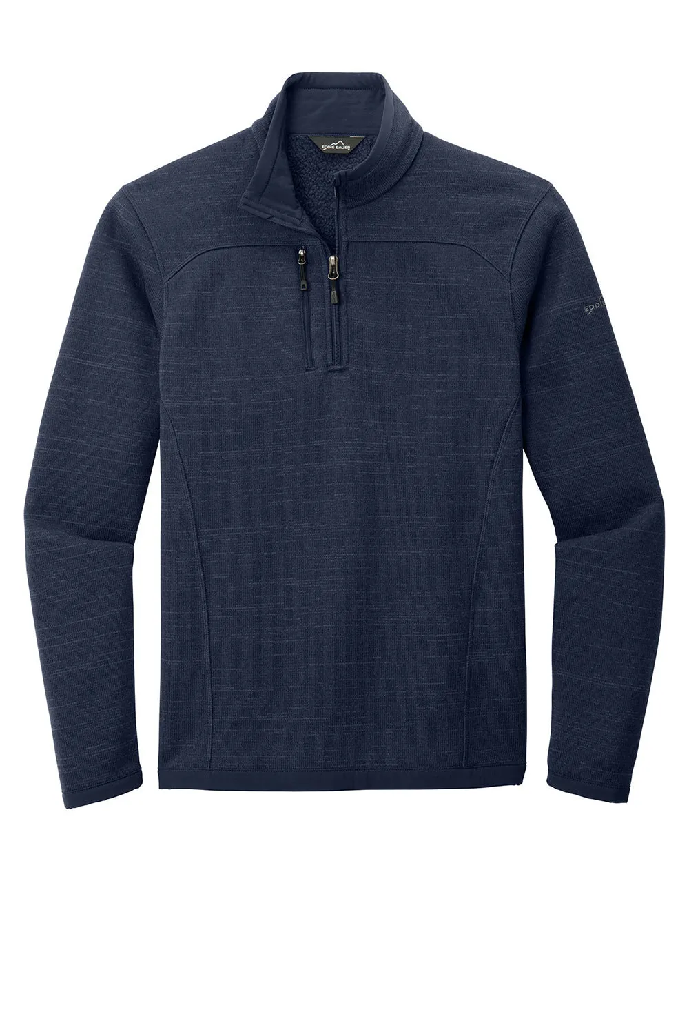 Eddie Bauer Mens Pill Resistant Fleece 1/4 Zip Jacket - Heather River Navy Blue