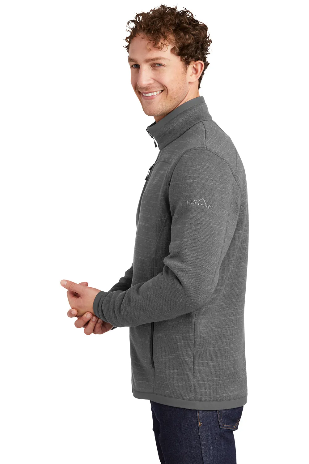 Eddie Bauer Mens Pill Resistant Fleece Full Zip Jacket - Heather Dark Grey