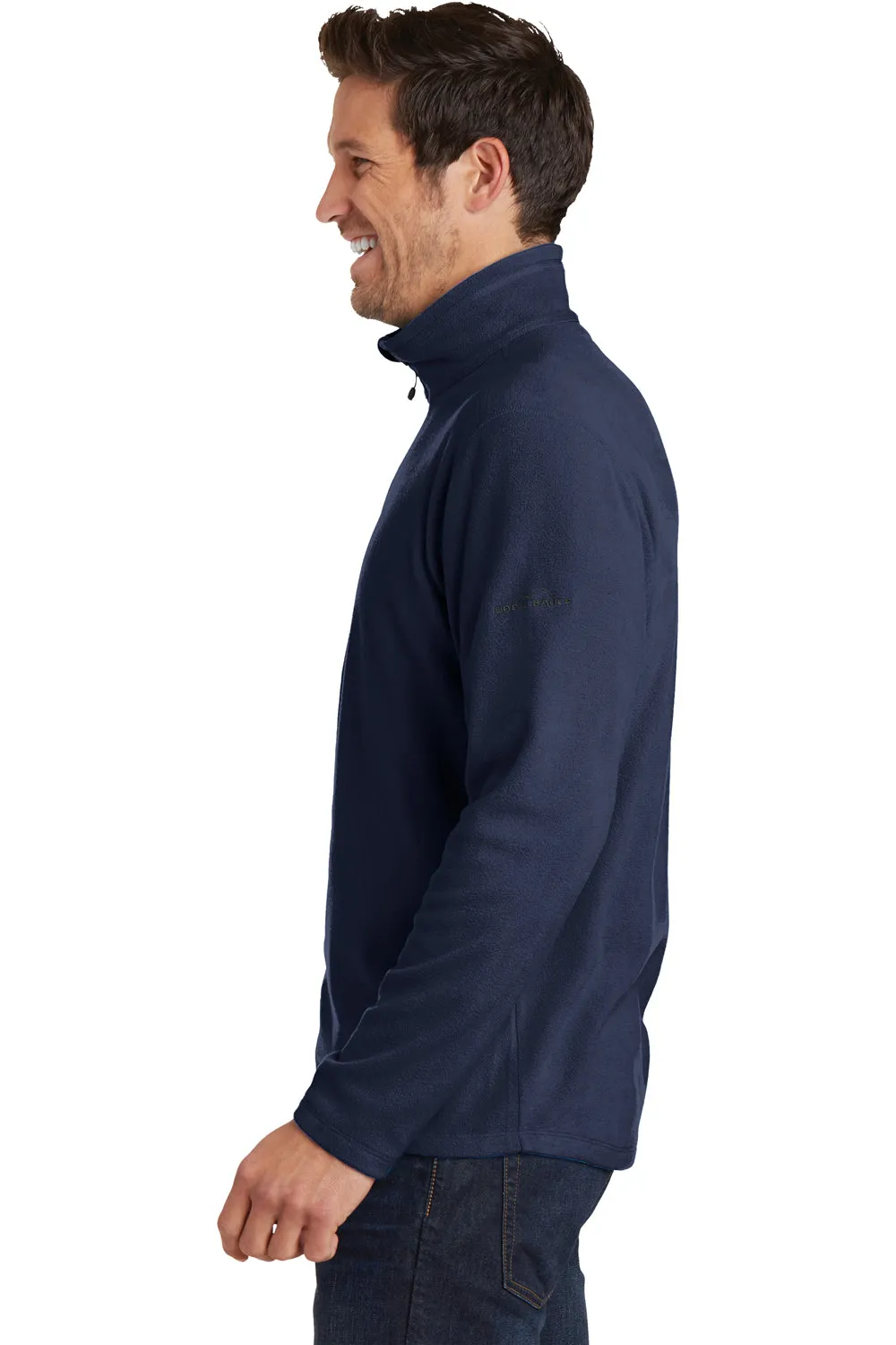 Eddie Bauer Mens Pill Resistant Microfleece 1/4 Zip Sweatshirt - Navy Blue