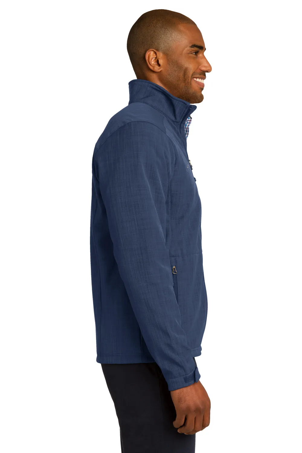 Eddie Bauer Mens Shaded Crosshatch Wind & Water Resistant Full Zip Jacket - Blue