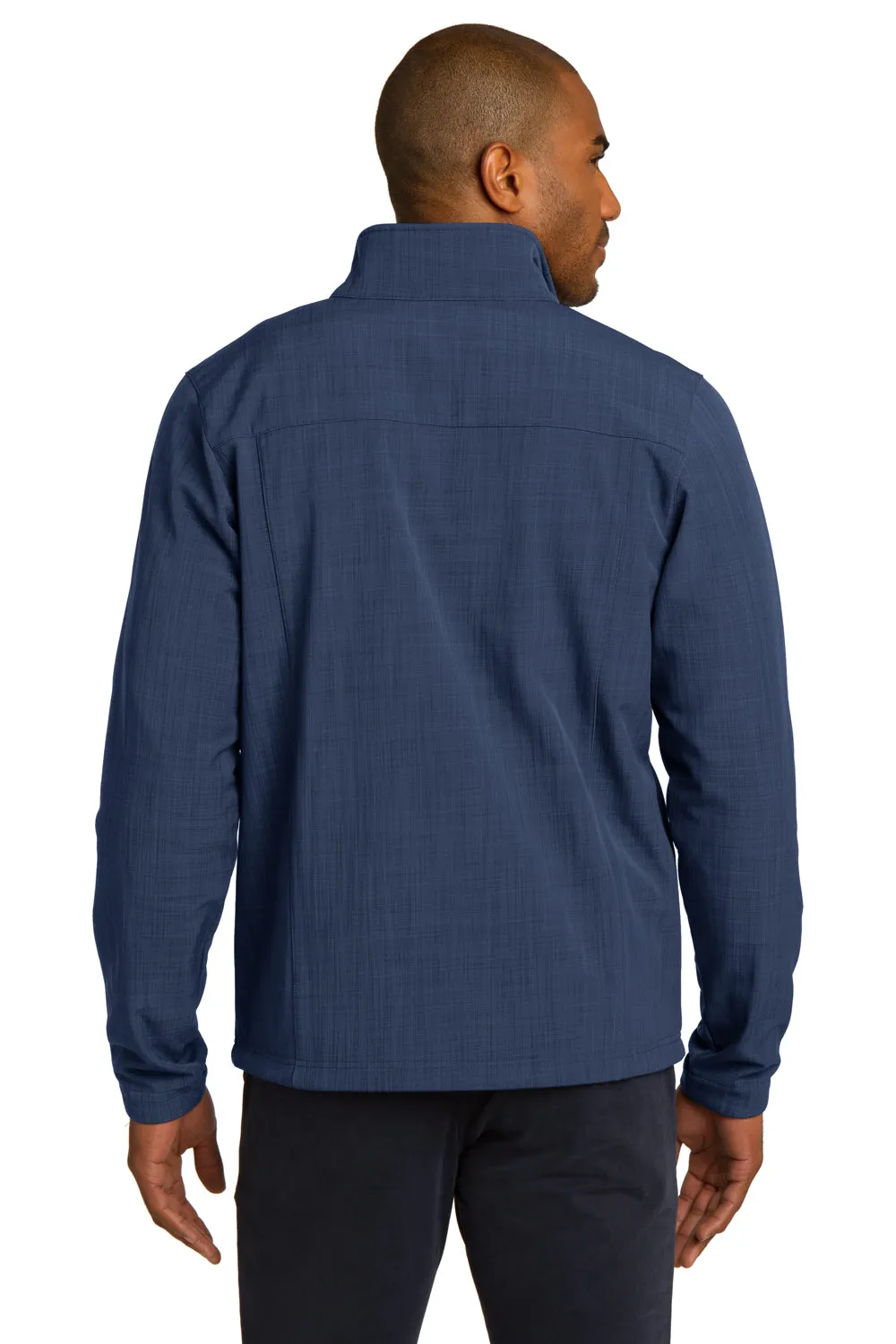 Eddie Bauer Mens Shaded Crosshatch Wind & Water Resistant Full Zip Jacket - Blue