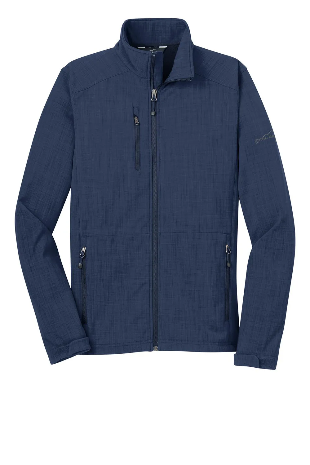 Eddie Bauer Mens Shaded Crosshatch Wind & Water Resistant Full Zip Jacket - Blue