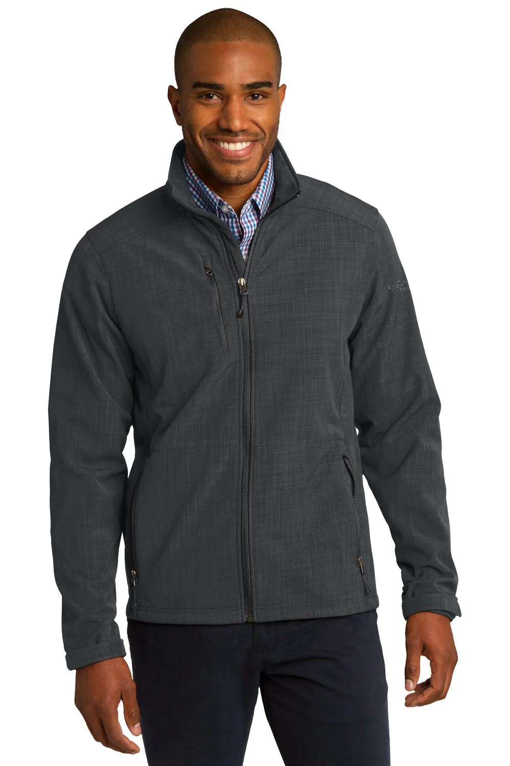 Eddie Bauer Mens Shaded Crosshatch Wind & Water Resistant Full Zip Jacket - Grey