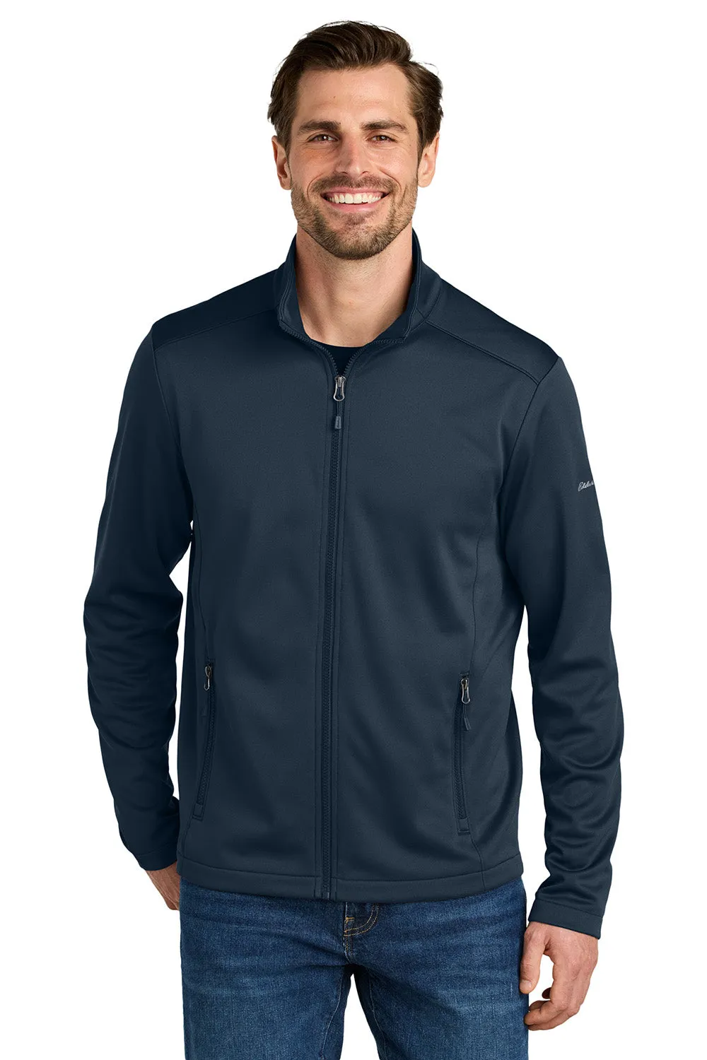 Eddie Bauer Mens Smooth Fleece Full Zip Sweatshirt w/ Pockets - River Navy Blue