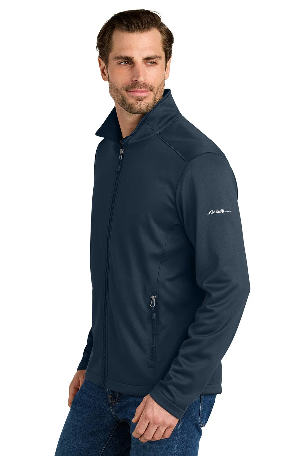 Eddie Bauer Mens Smooth Fleece Full Zip Sweatshirt w/ Pockets - River Navy Blue