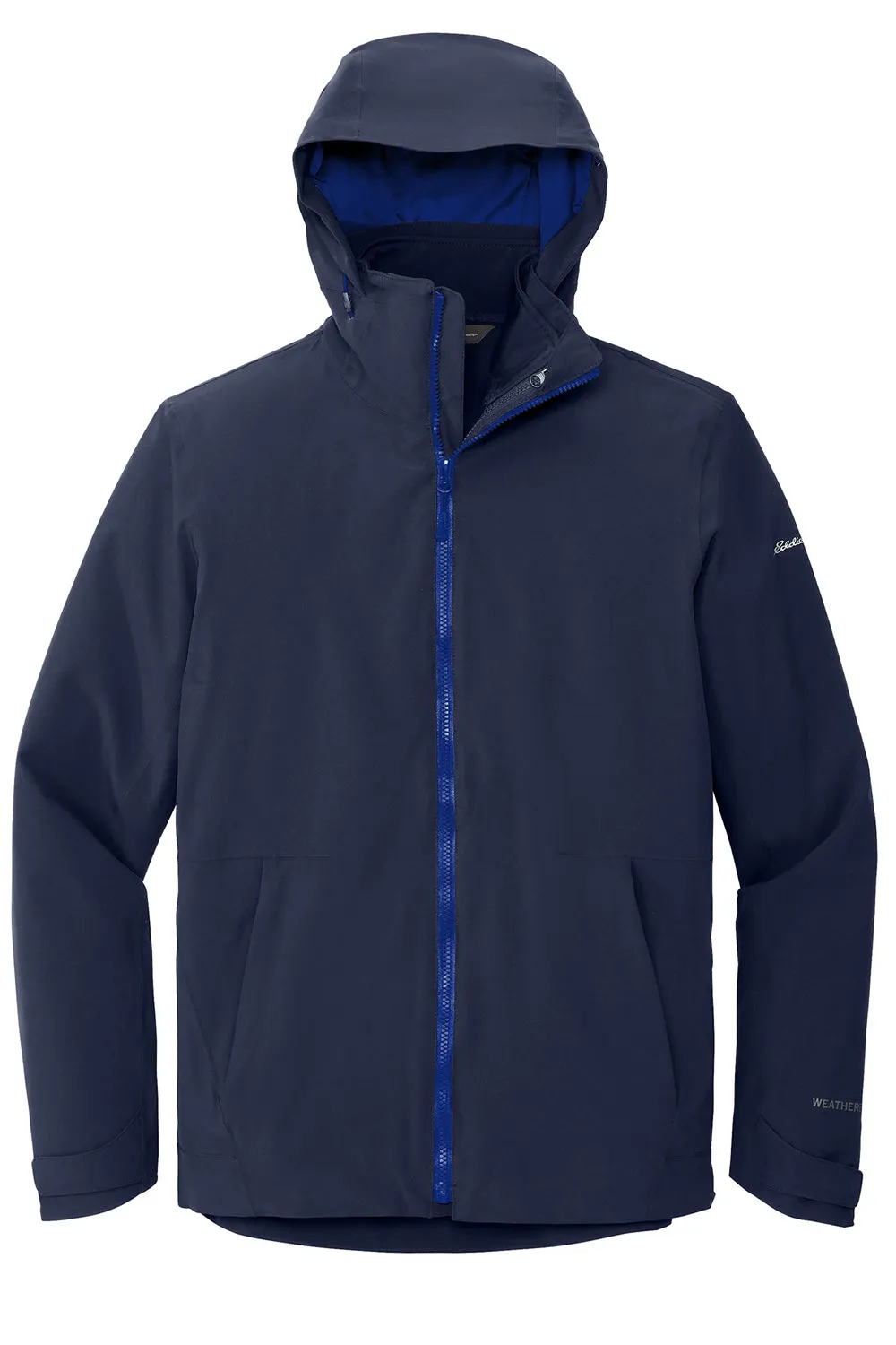 Eddie Bauer Mens WeatherEdge 3-in-1 Water Resistant Full Zip Hooded Jacket - River Navy Blue/Cobalt Blue
