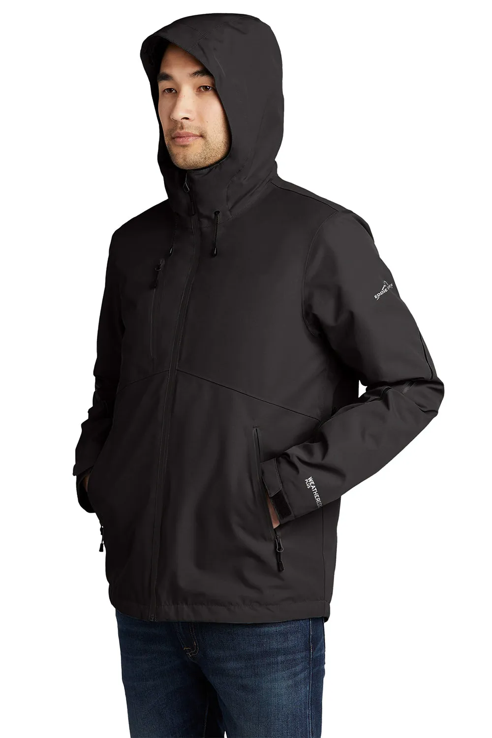 Eddie Bauer Mens WeatherEdge Plus 3-in-1 Waterproof Full Zip Hooded Jacket - Black
