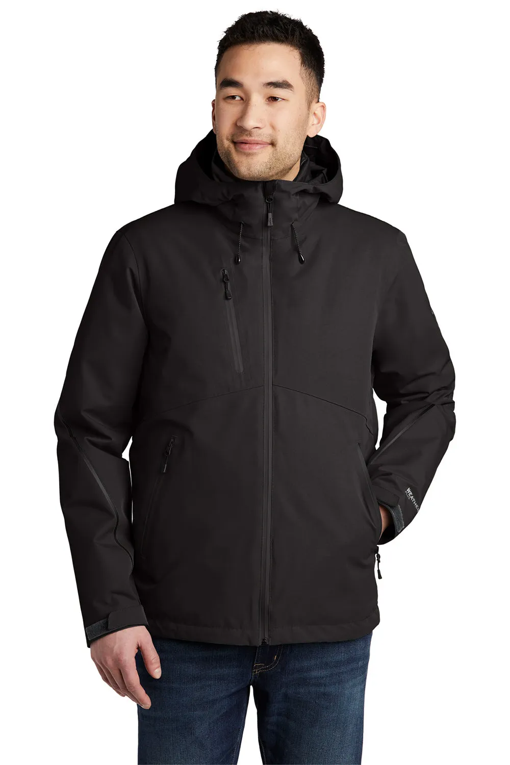 Eddie Bauer Mens WeatherEdge Plus 3-in-1 Waterproof Full Zip Hooded Jacket - Black